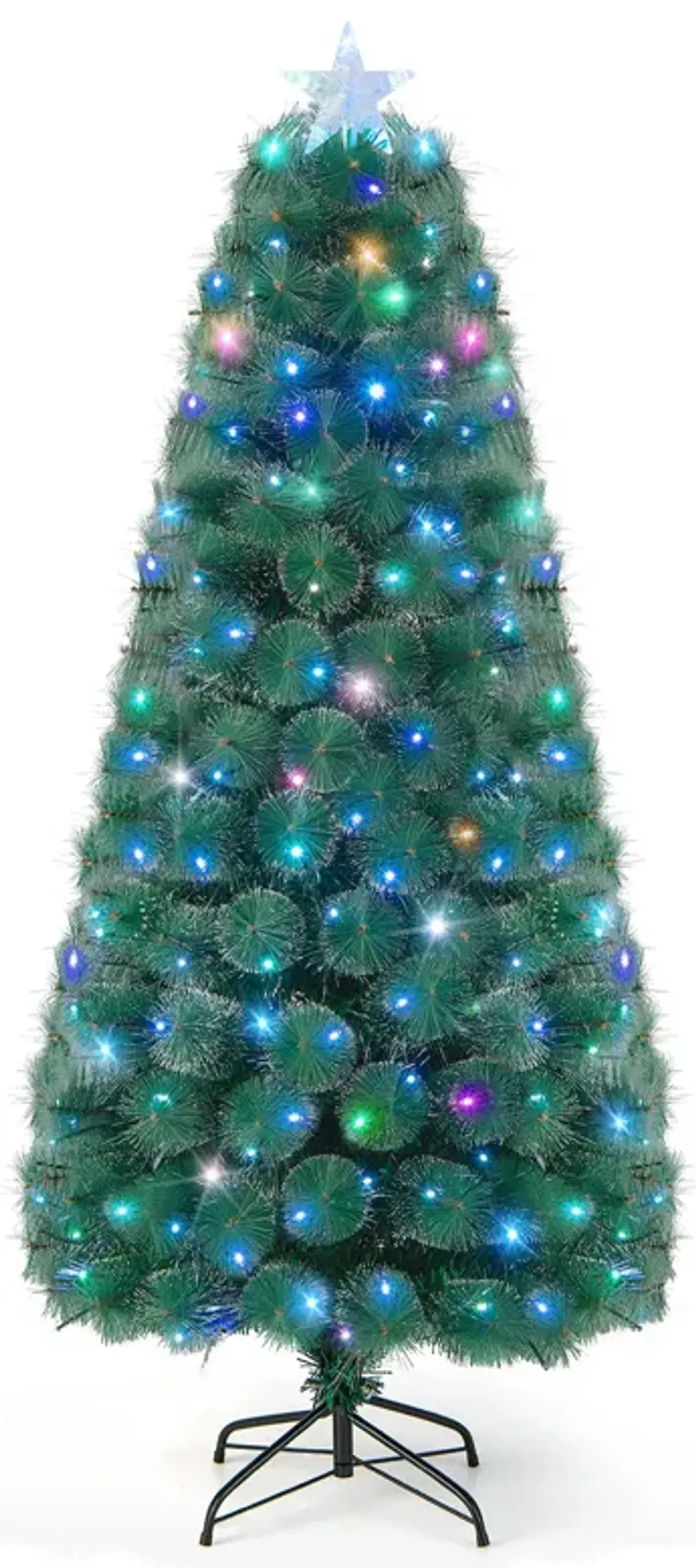 Pre-Lit Fiber Optic Christmas Tree with Multi-Color LED Lights and Top Star Light