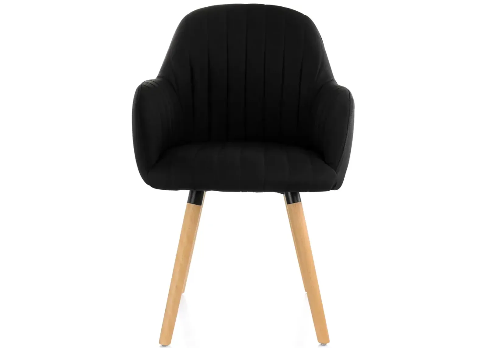 Elama 2 Piece Fabric Tufted Chair in Black with Wooden Legs