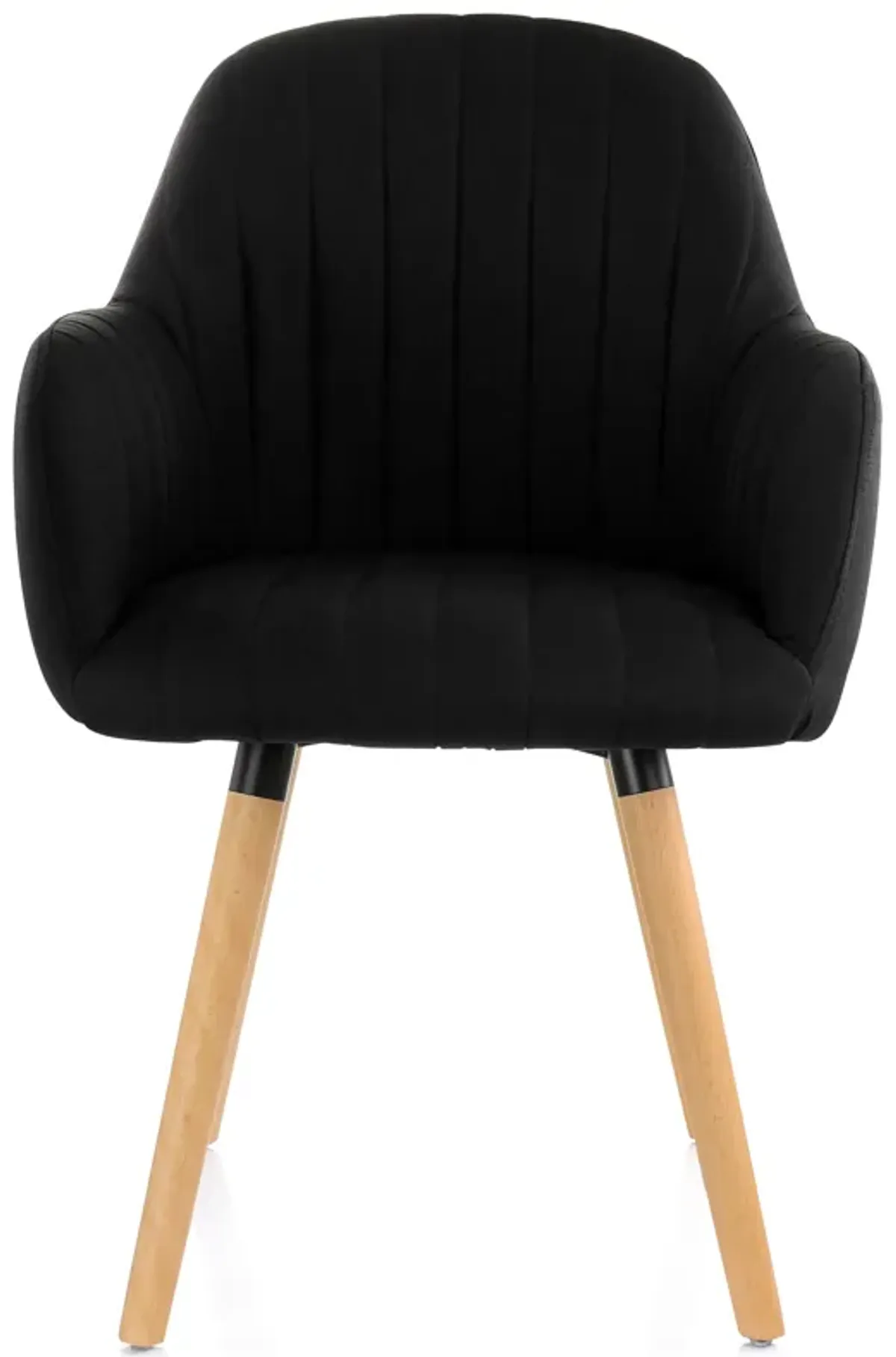 Elama 2 Piece Fabric Tufted Chair in Black with Wooden Legs