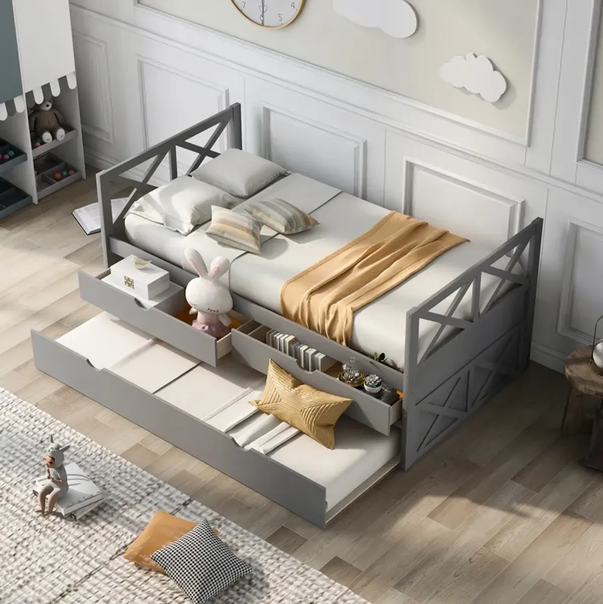 Merax Multi-Functional Daybed with Drawers and Trundle