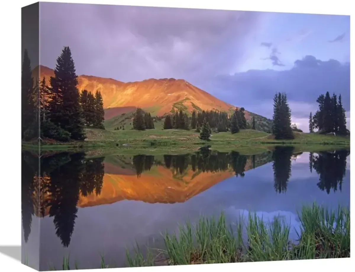 Mount Baldy at sunset reflected in lake along Paradise Divide, Colorado-Canvas Art-16x13.28