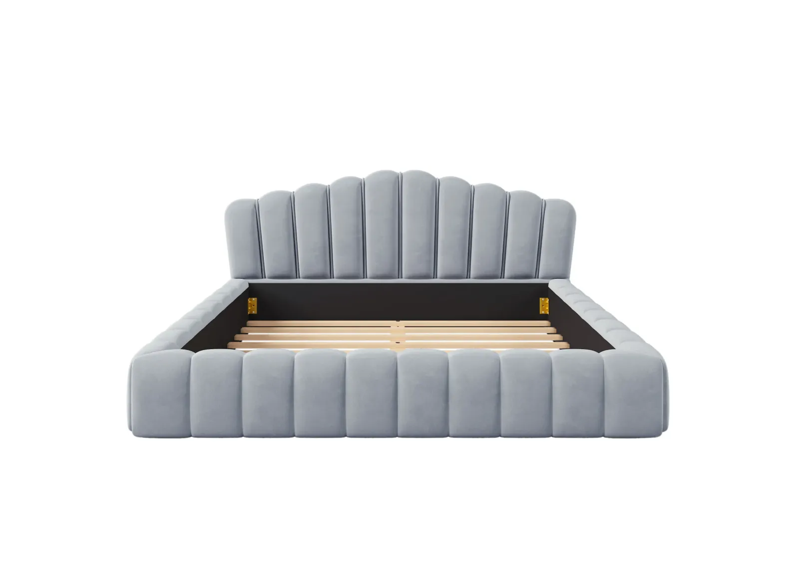 Merax Velvet Bed Frame with Shell-Shaped Headboard