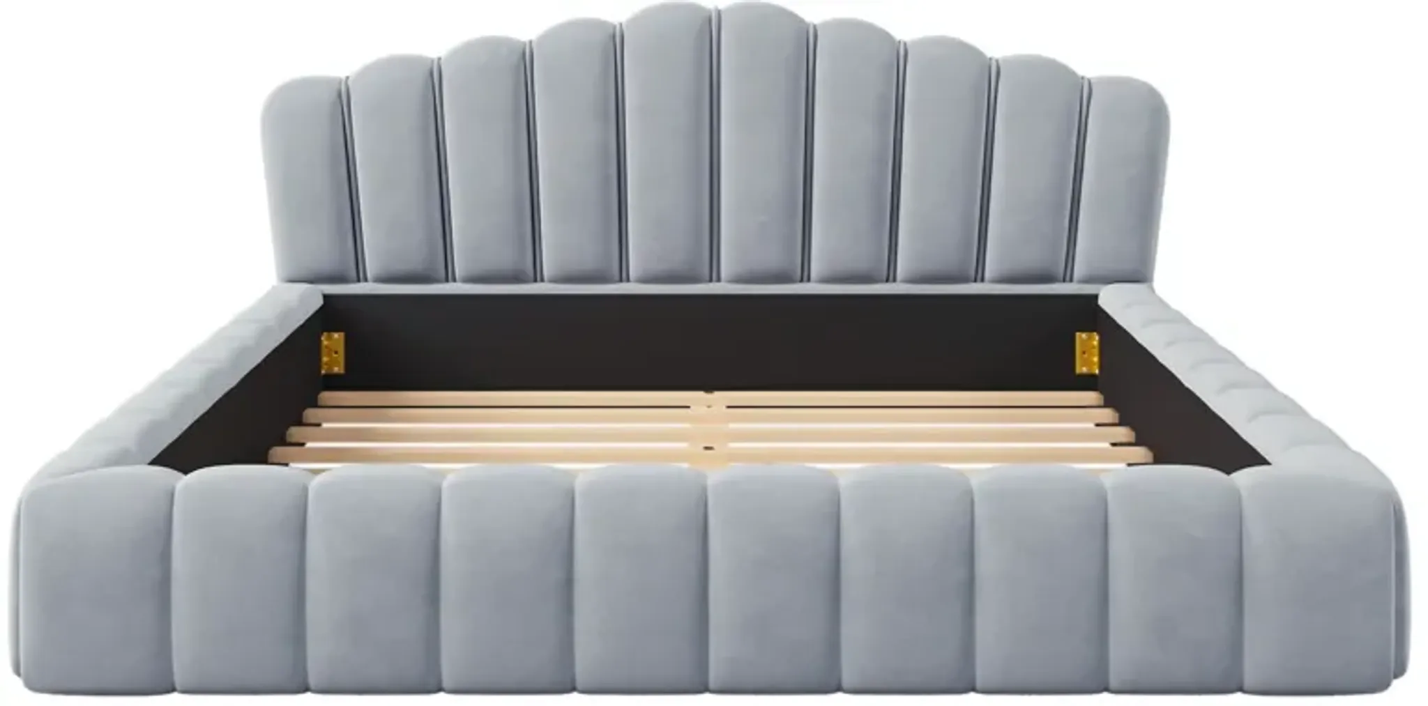 Merax Velvet Bed Frame With Shell Shaped Headboard Mathis Home ...