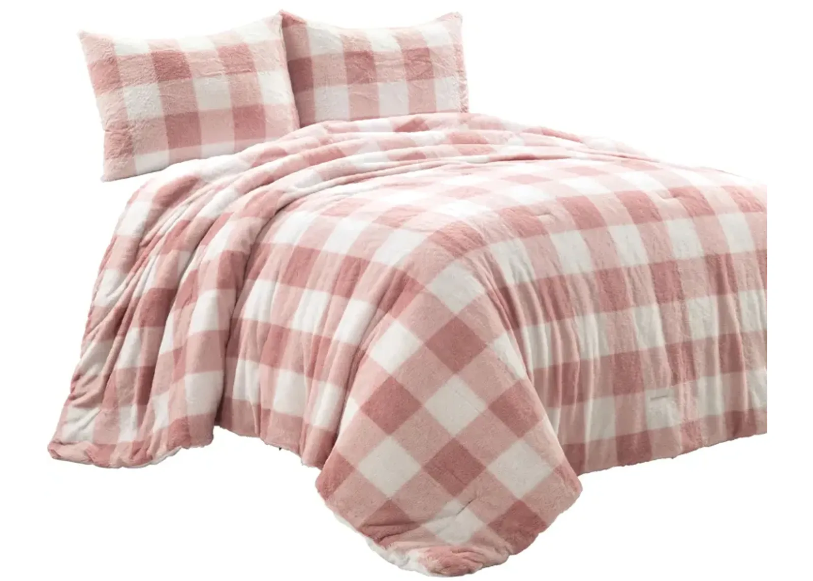 Plaid Ultra Soft Faux Fur Light Weight All Season Kids Back To Campus Comforter 2-Pc Set