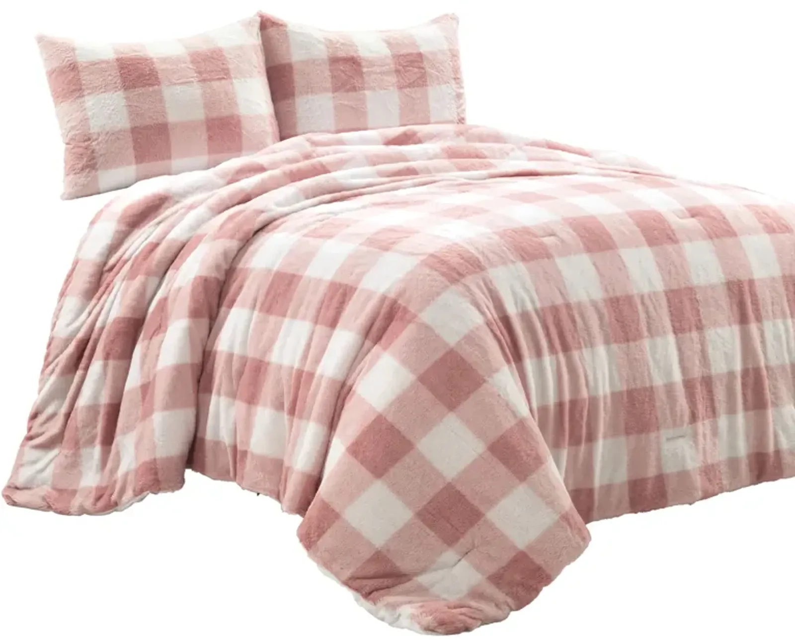 Plaid Ultra Soft Faux Fur Light Weight All Season Kids Back To Campus Comforter 2-Pc Set