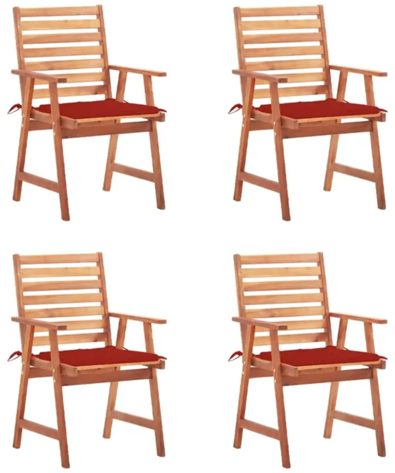 vidaXL Patio Dining Chairs 4 pcs with Cushions Solid Acacia Wood