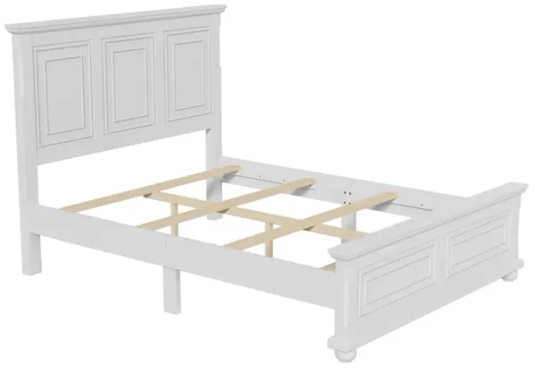 Traditional Town And Country Style Pinewood Vintage Queen Bed, White