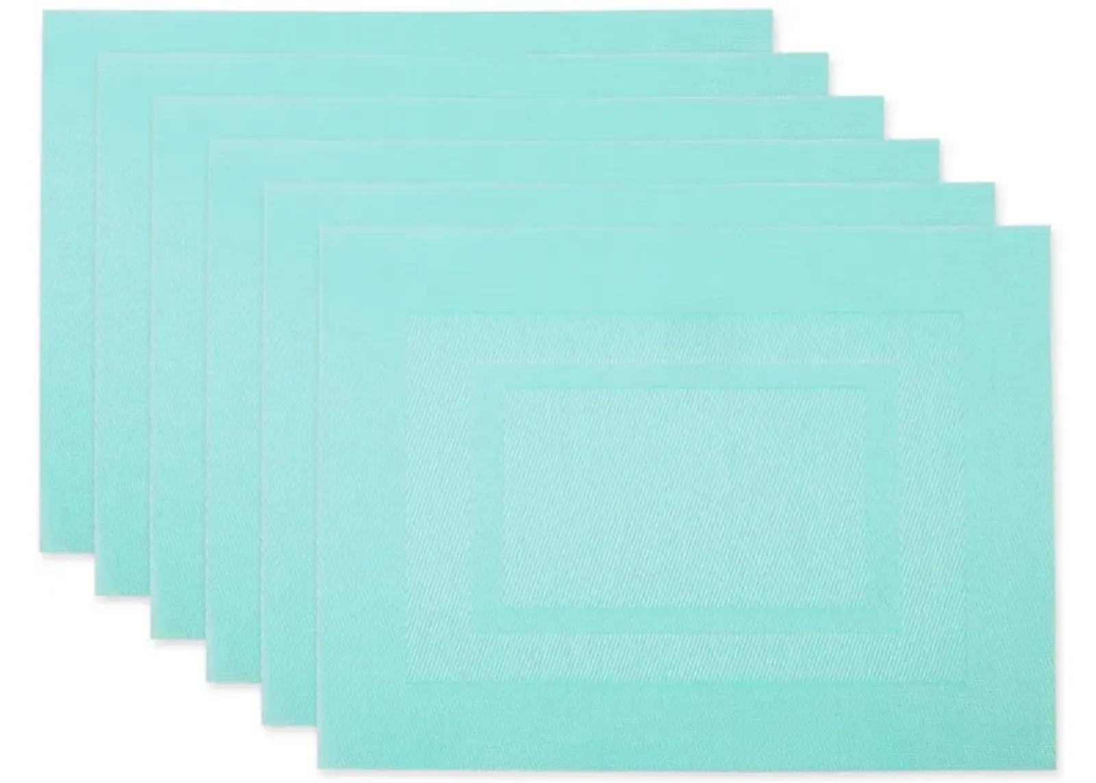 Set of 6 Aqua Blue Double Frame Rectangular Outdoor Placemats 17.25"