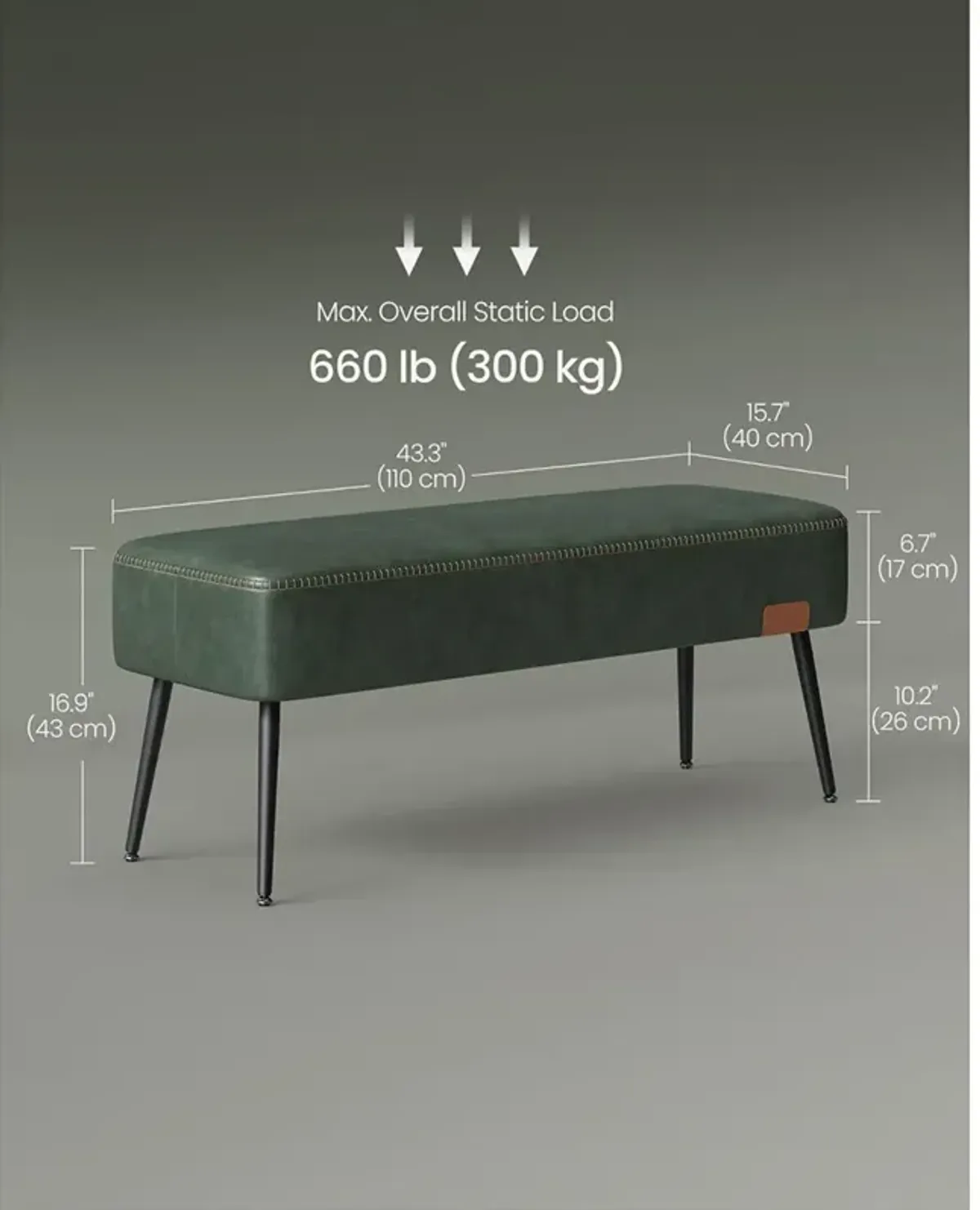 Ottoman Bench with Steel Legs – Stylish and Durable Seating for Living Room or Bedroom