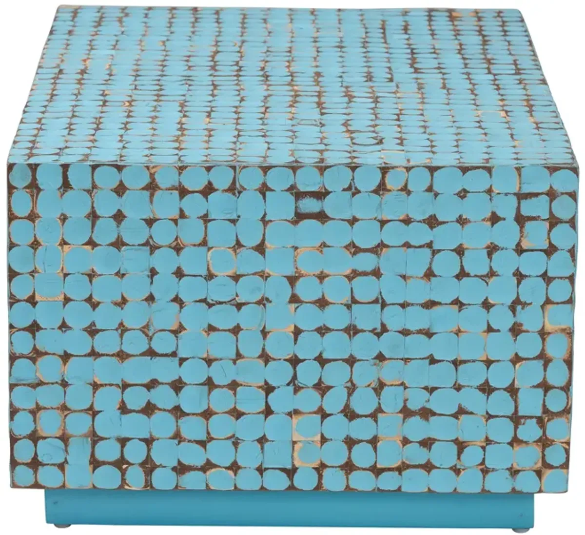 Bali & Pari Nitza Bohemian Blue Coconut Shell and Acacia Wood Coffee Table