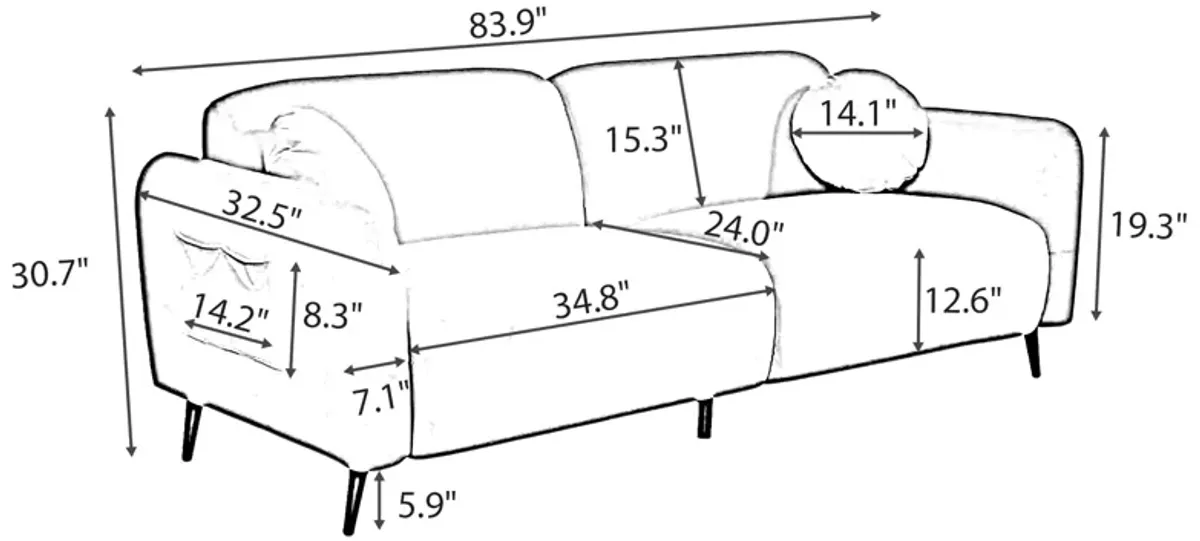 Merax Upholstered Loveseat 2 Seats Sofa