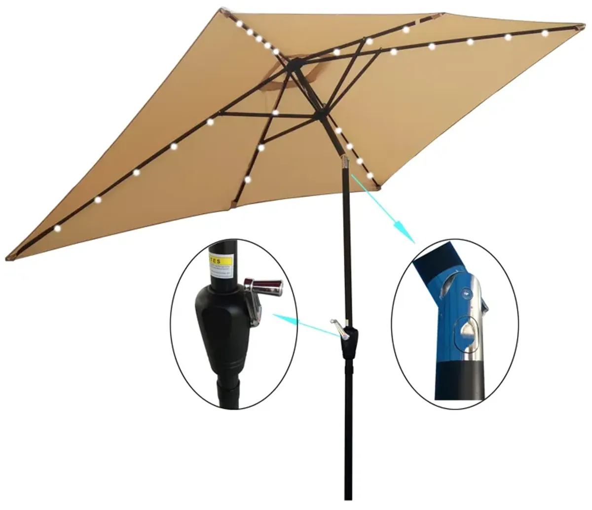 Streamdale Patio Solar Lighted Umbrella w/ Crank (6.5' x 10')