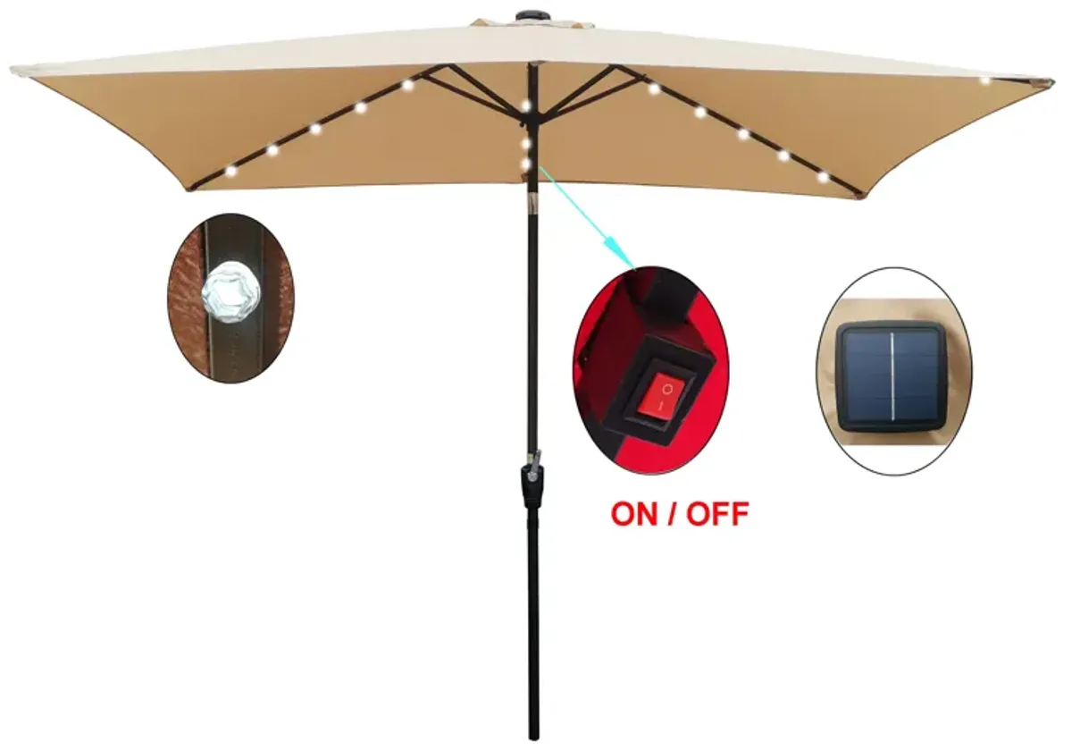 Streamdale Patio Solar Lighted Umbrella w/ Crank (6.5' x 10')