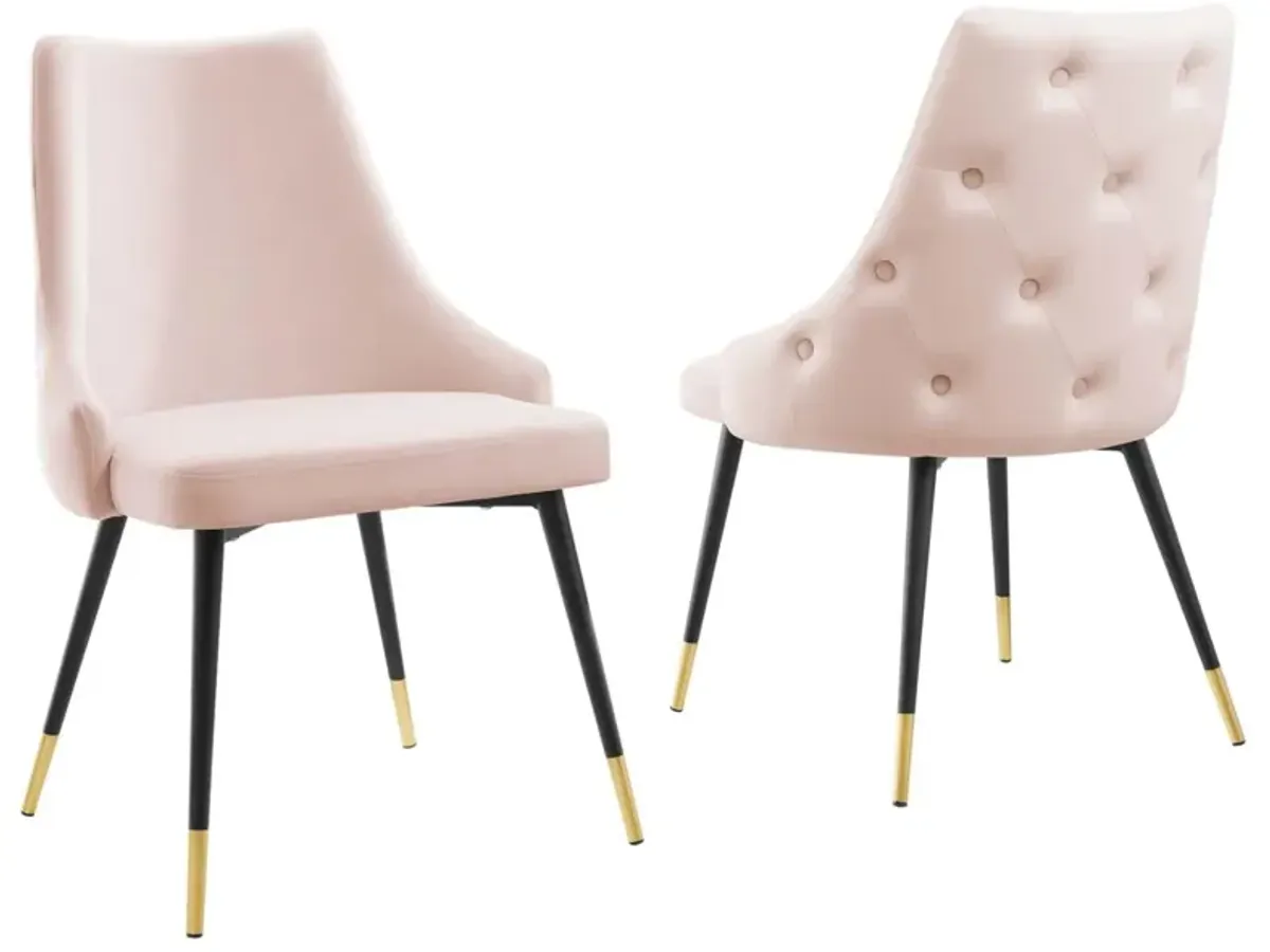 Modway Adorn Tufted Performance Velvet Accent, Dining Side Chair - Set of 2, Pink