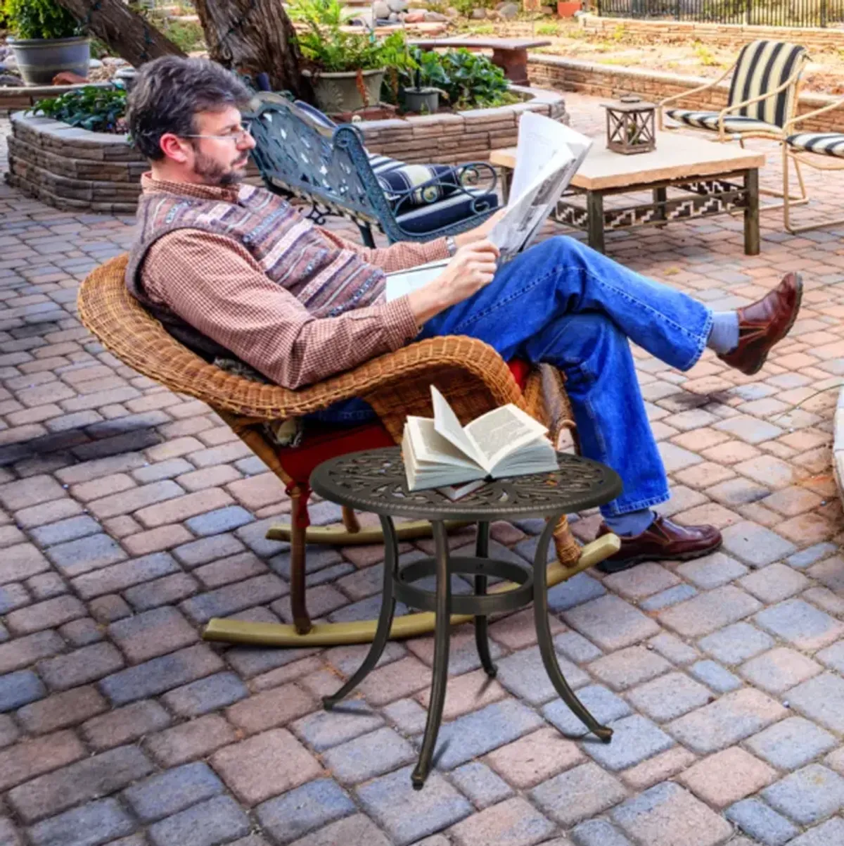 Weather-Resistant Square Cast Aluminum Table for Garden or Yard