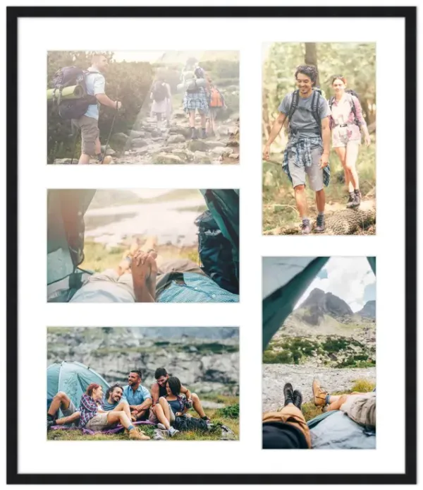 14x16 Wood Collage Frame with a White Mat for 5x7 Pictures