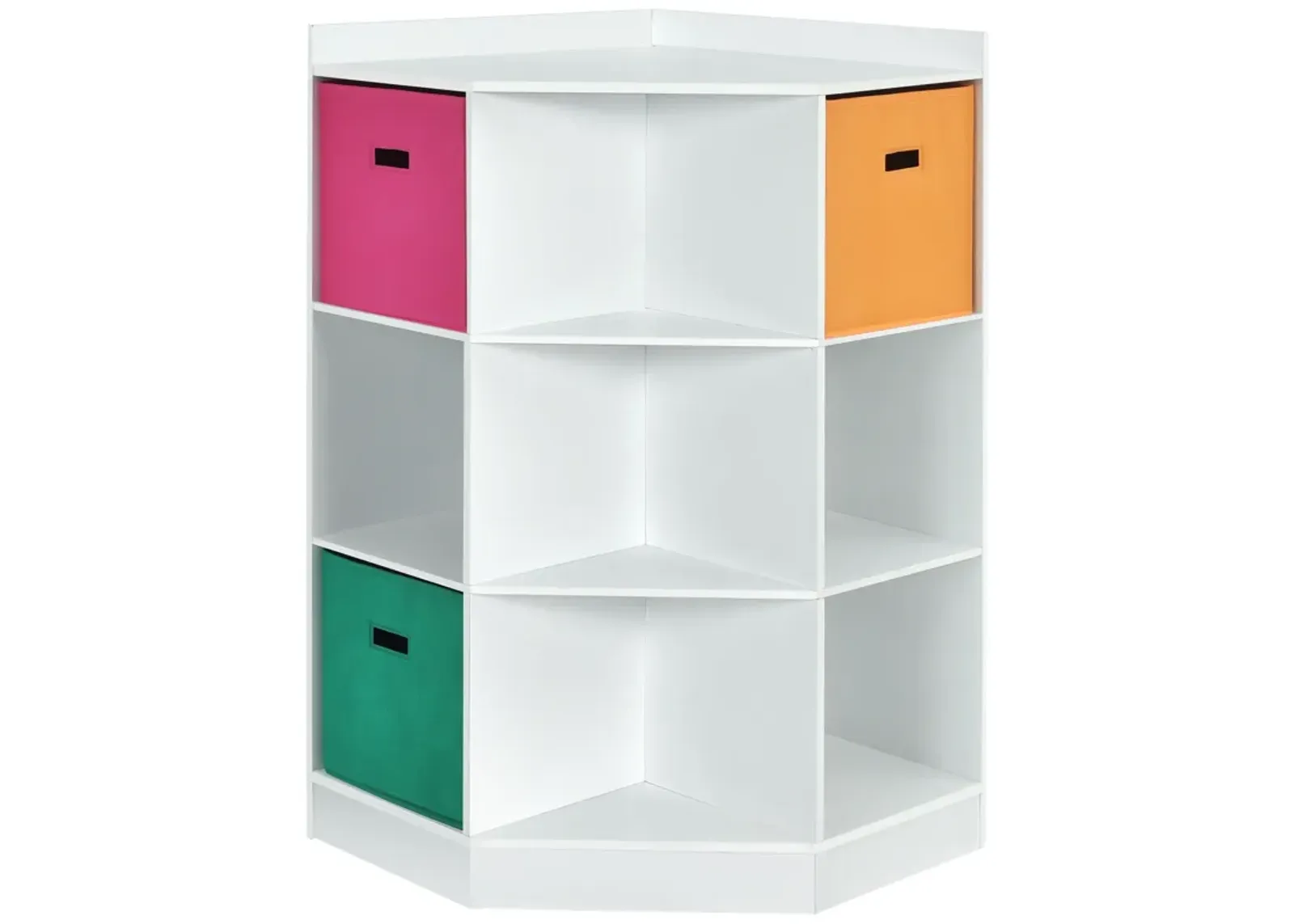 3-Tier Kids Storage Shelf Corner Cabinet with 3 Baskets