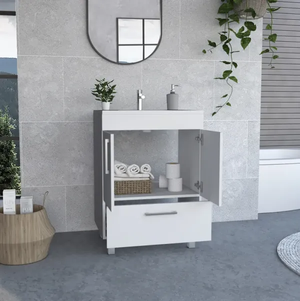 Streamdale Clifton 2-Door Rectangle Single Bathroom Vanity White