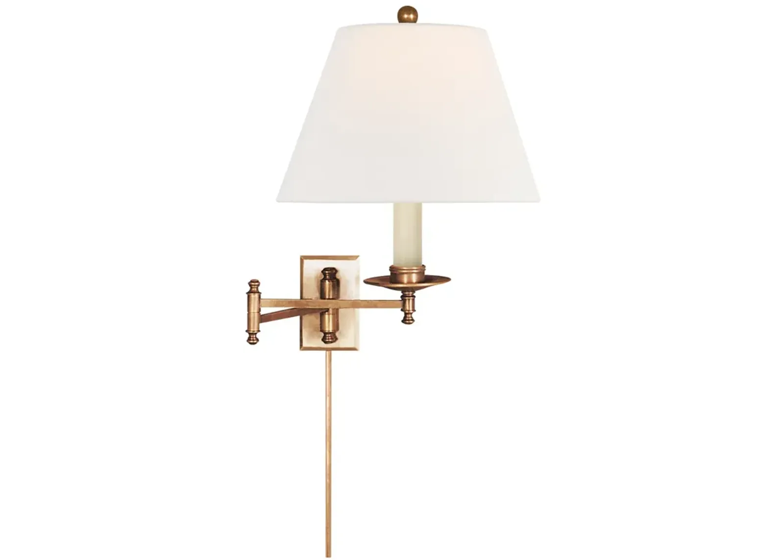 Dorchester Swing Arm in Antique-Burnished Brass with Linen Shade