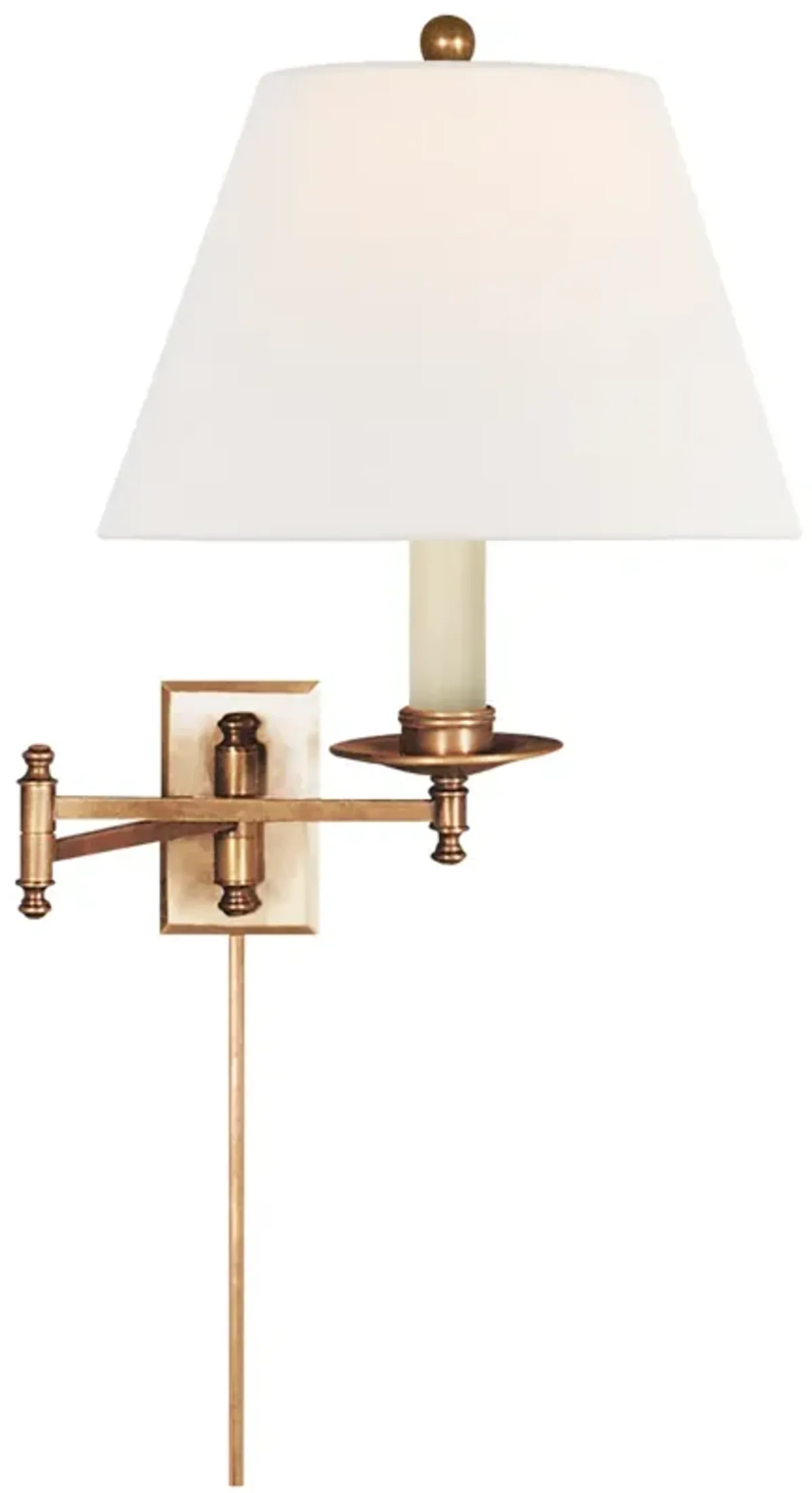 Dorchester Swing Arm in Antique-Burnished Brass with Linen Shade