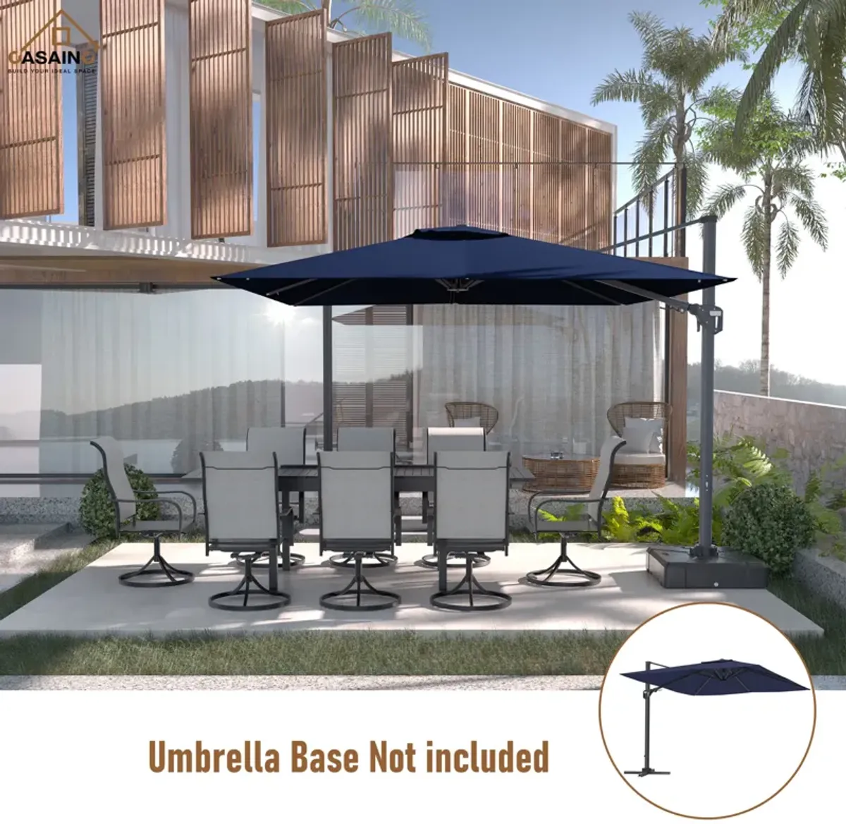 11FT Square Cantilever Patio Umbrella (without Umbrella Base).