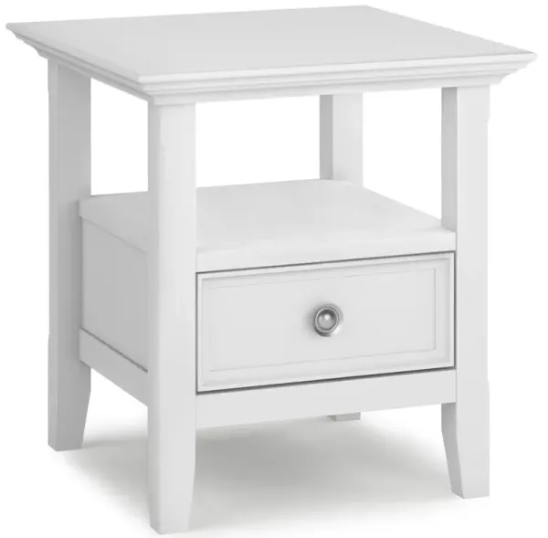 Simpli Home Amherst Solid Wood End Table In White