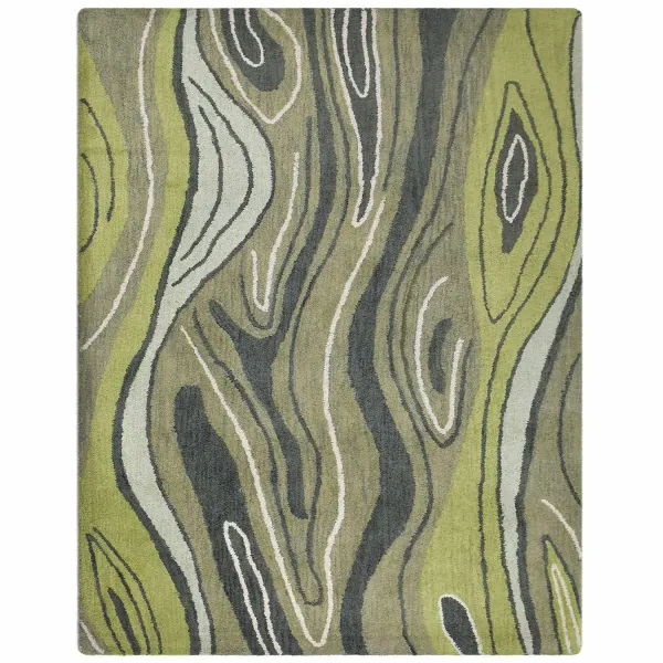 RUGSOTIC CARPETS HAND TUFTED WOOL ECO-FRIENDLY AREA RUGS  - 3'x5', Rectangle Shape, Green, Abstract Modern Design, High Pile Thick Handmade Anti Skid Area Rugs for Living Room, Bed Room (K00672)
