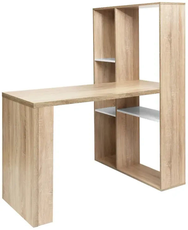 47.2 X 19.7 X 29.5 -54.3 H 2 In 1 Computer Desk/ L-Shaped Desktop With Shelves - Oak