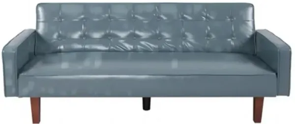 Modern PU Leather Sofa Bed, Convertible Double Futon with Tufted Design
