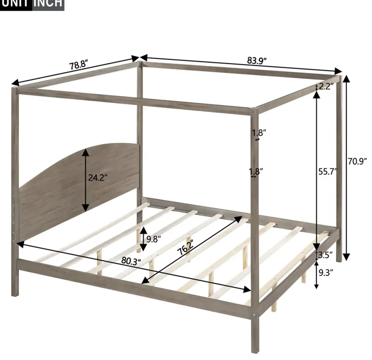 Merax Canopy Platform Bed with Headboard