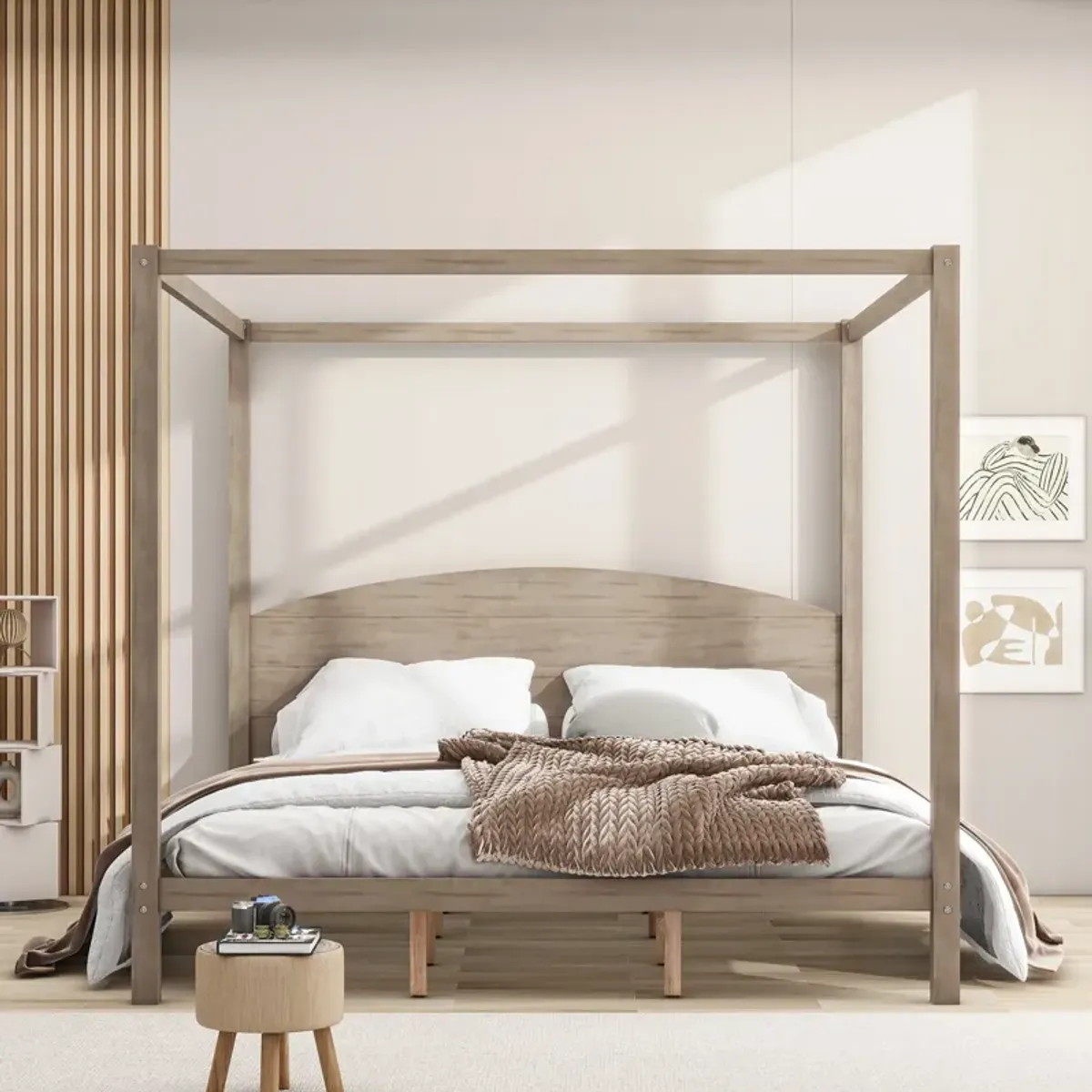 Merax Canopy Platform Bed with Headboard