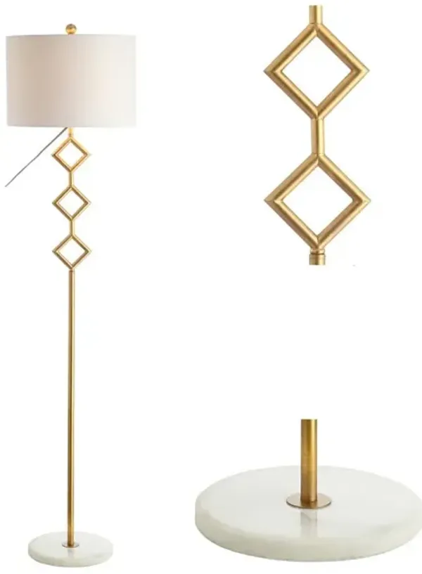 Diamante Modern Gilt Metal with Marble Based LED Floor Lamp