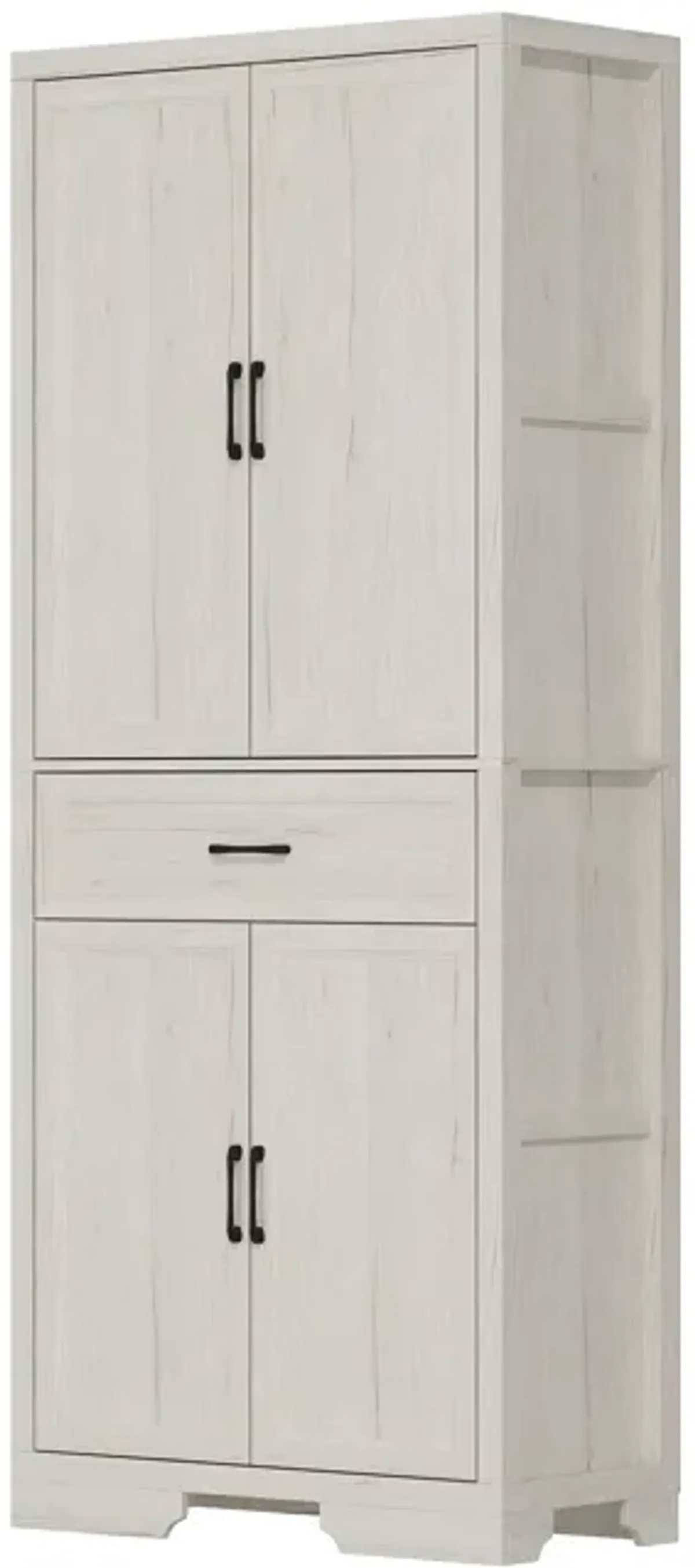 FUFU&GAGA Modern Light Wood Bookcase – 4 Doors & 1 Drawer, Sturdy P2-Grade MDF Storage Cabinet (31.5" W x 15.7" D x 78.7" H), Light Wood