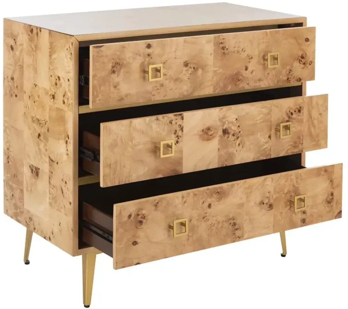 Safavieh Katia 3 Drawer Chest, Natural/Gold