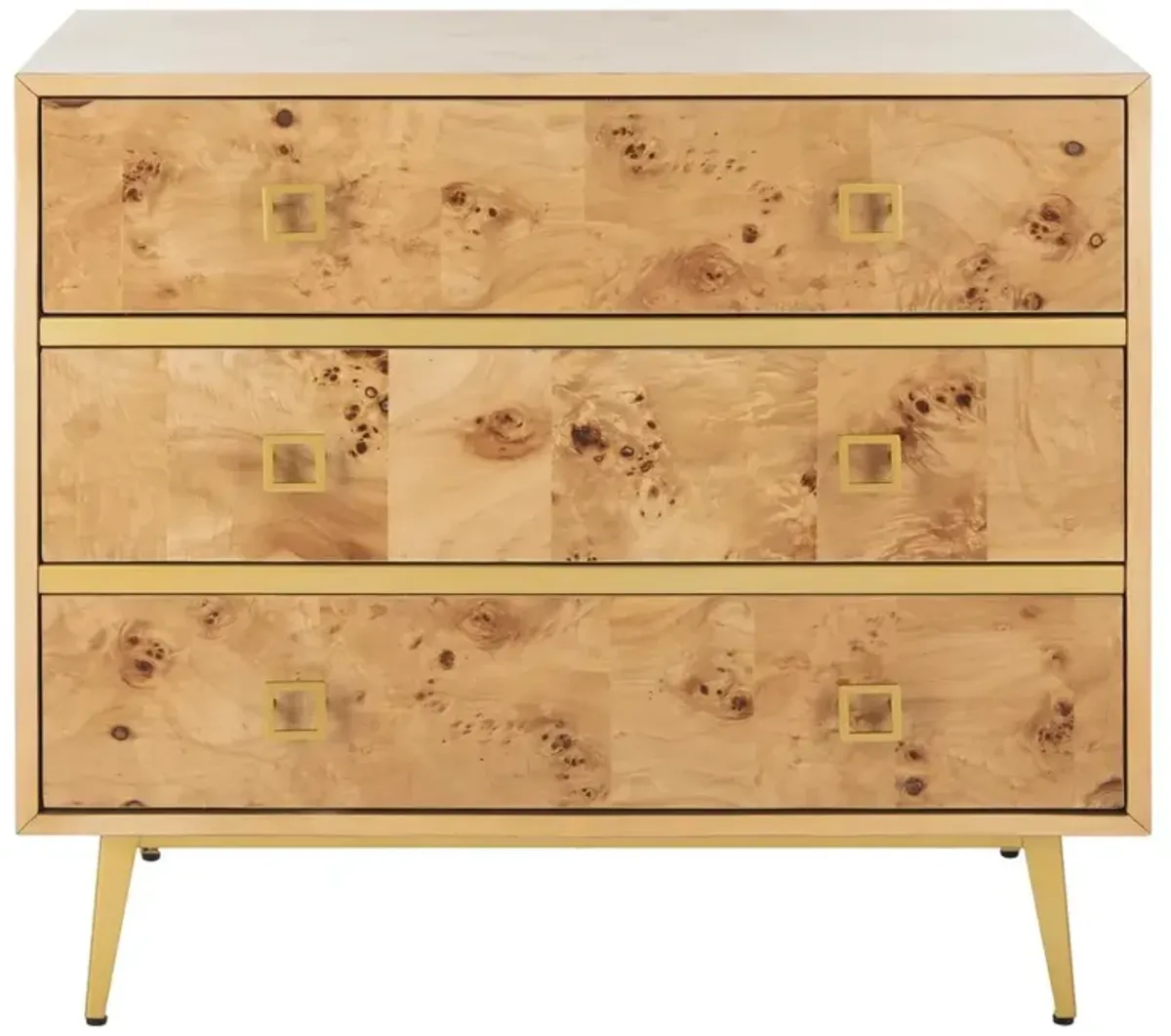 Safavieh Katia 3 Drawer Chest, Natural/Gold