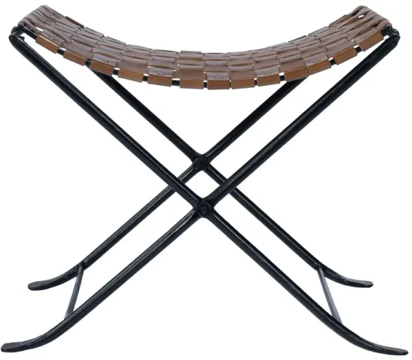 Hivvago Brown Leather Weave Stool