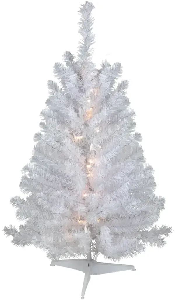 3' Pre-Lit LED Snow White Medium Artificial Christmas Tree - Clear Lights