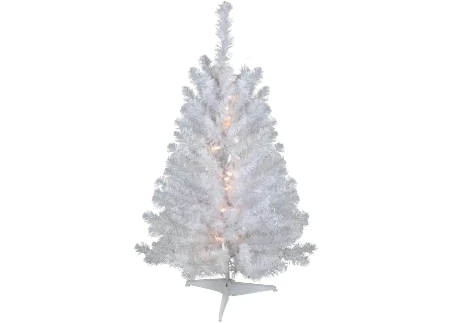 3' Pre-Lit LED Snow White Medium Artificial Christmas Tree - Clear Lights