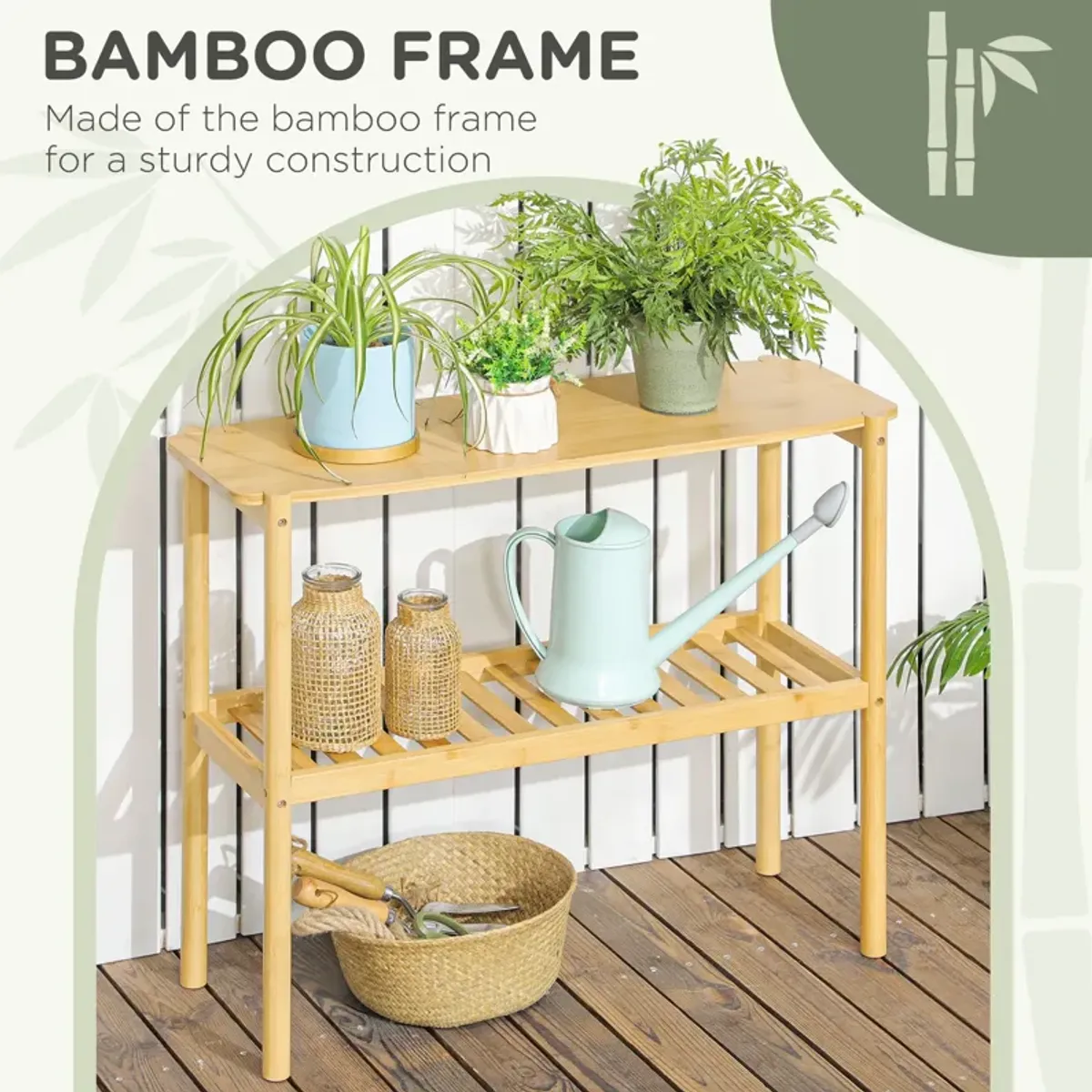 Natural Bathroom Storage: 2-Tier Bamboo Shelf for Multi-Purpose Use