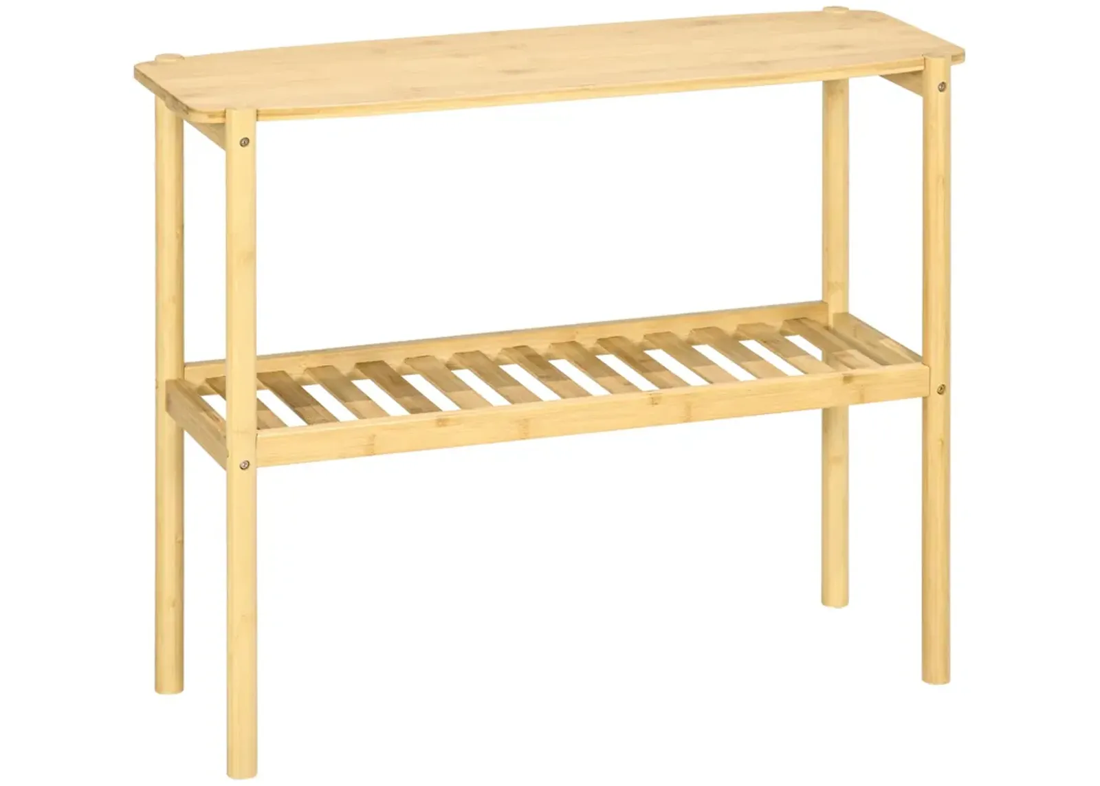 Natural Bathroom Storage: 2-Tier Bamboo Shelf for Multi-Purpose Use