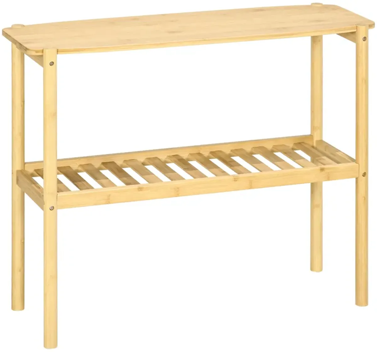 Natural Bathroom Storage: 2-Tier Bamboo Shelf for Multi-Purpose Use