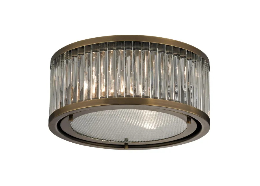 Linden Manor 12'' Brass Wide 2-Light Flush Mount