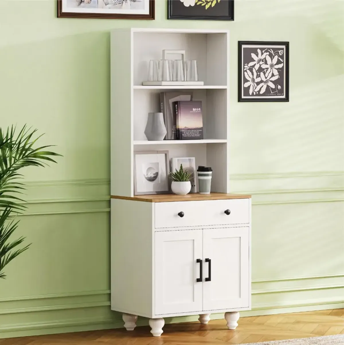 Merax Farmhouse Storage Cabinet with 4 Gourd-Shaped Legs