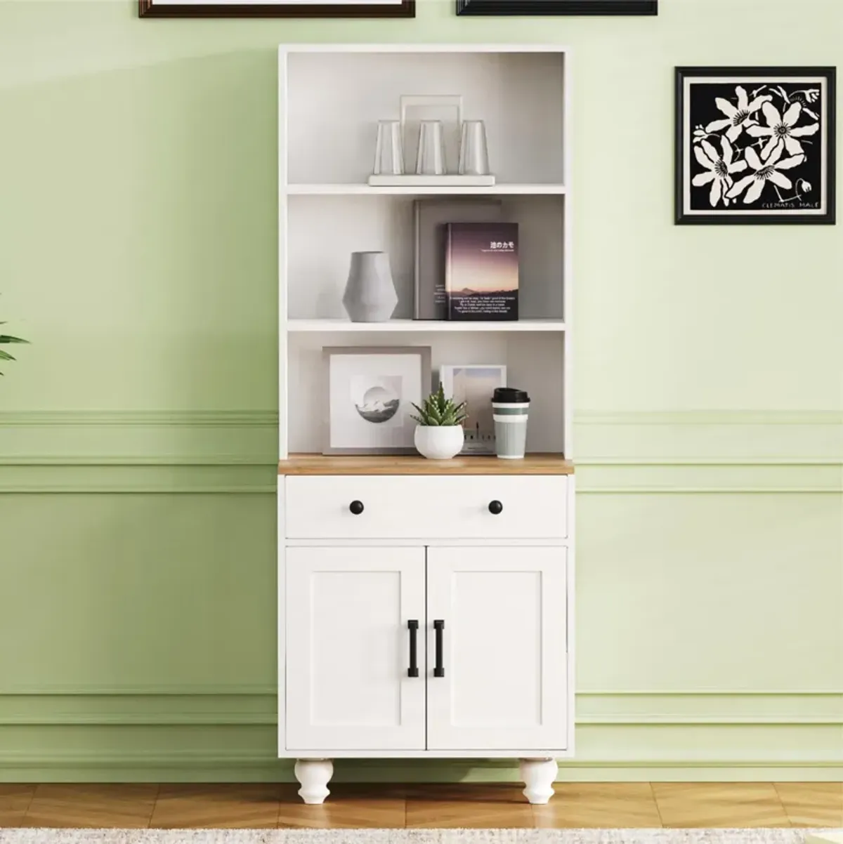 Merax Farmhouse Storage Cabinet with 4 Gourd-Shaped Legs