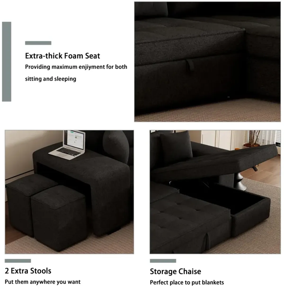 Merax Modern L-Shape 3 Seat Reversible Sectional Sofa