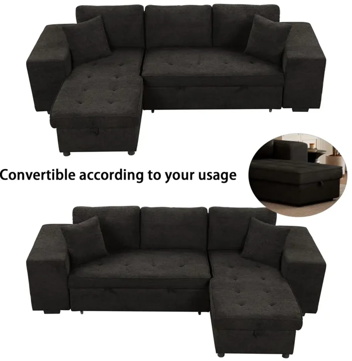 Merax Modern L-Shape 3 Seat Reversible Sectional Sofa