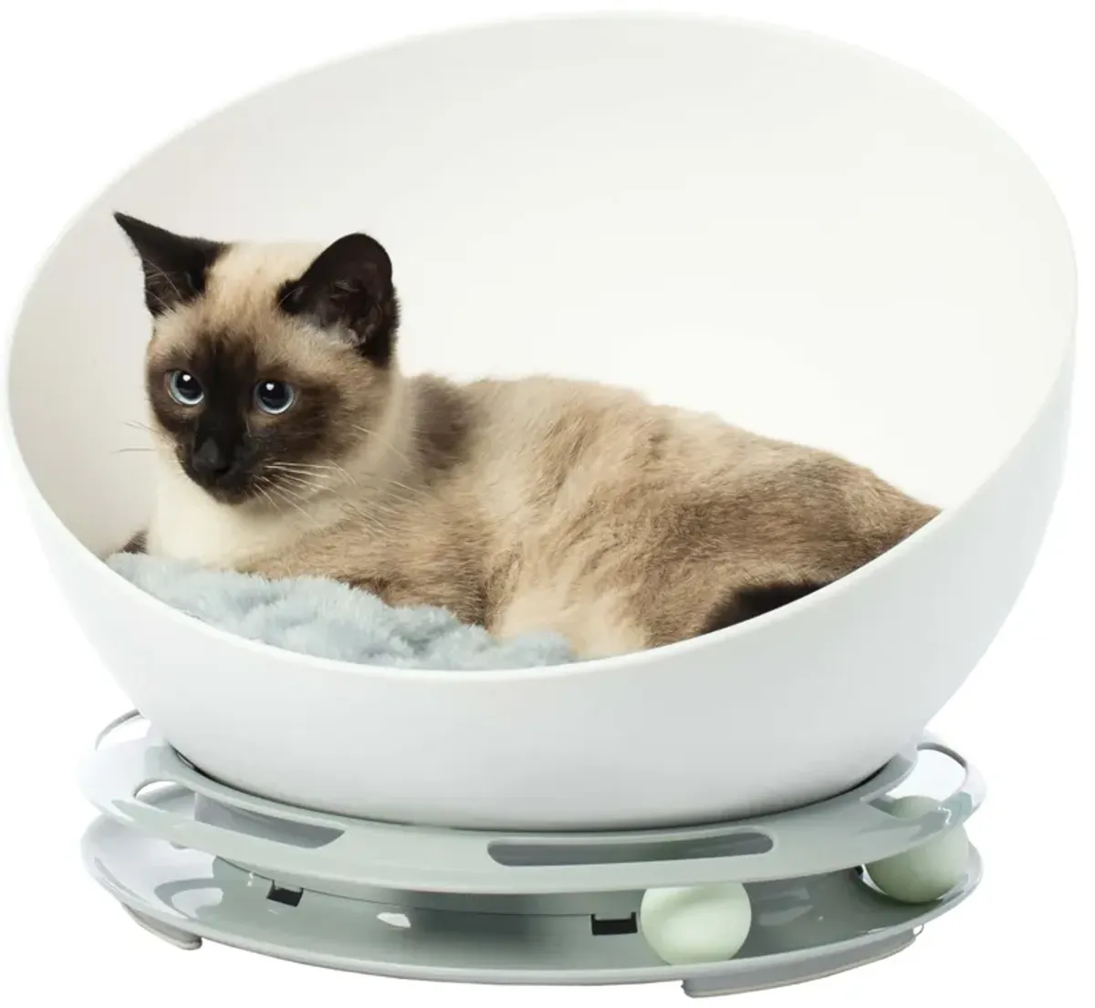 Plastic Bowl Shaped Sleeping Bed House Cat Cave Lounge with Ball Toy