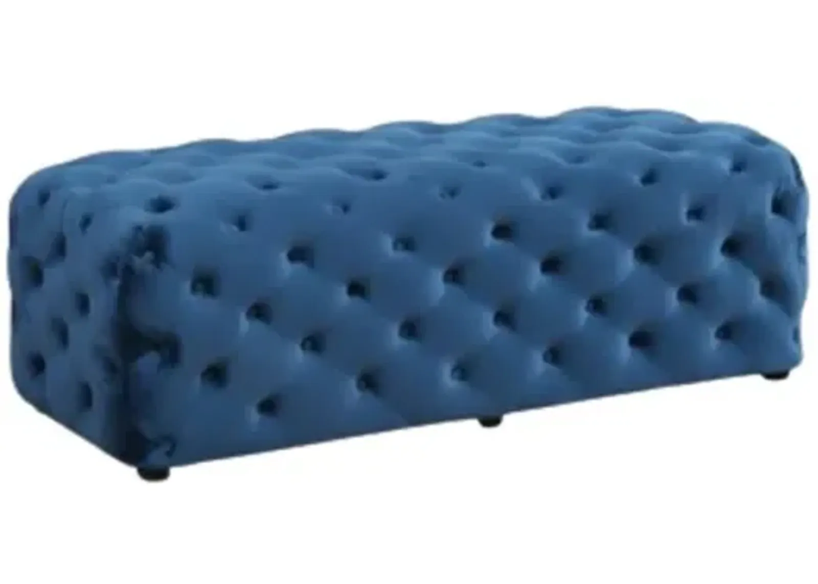 Best Master Furniture Parisa 53" Rectangular Tufted Velvet Ottoman in Blue