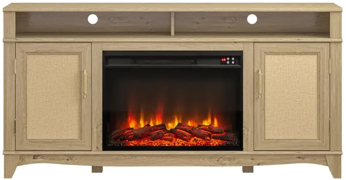 FESTIVO Farmhouse TV Stand with 26" Fireplace -Fits TVs up to 65"