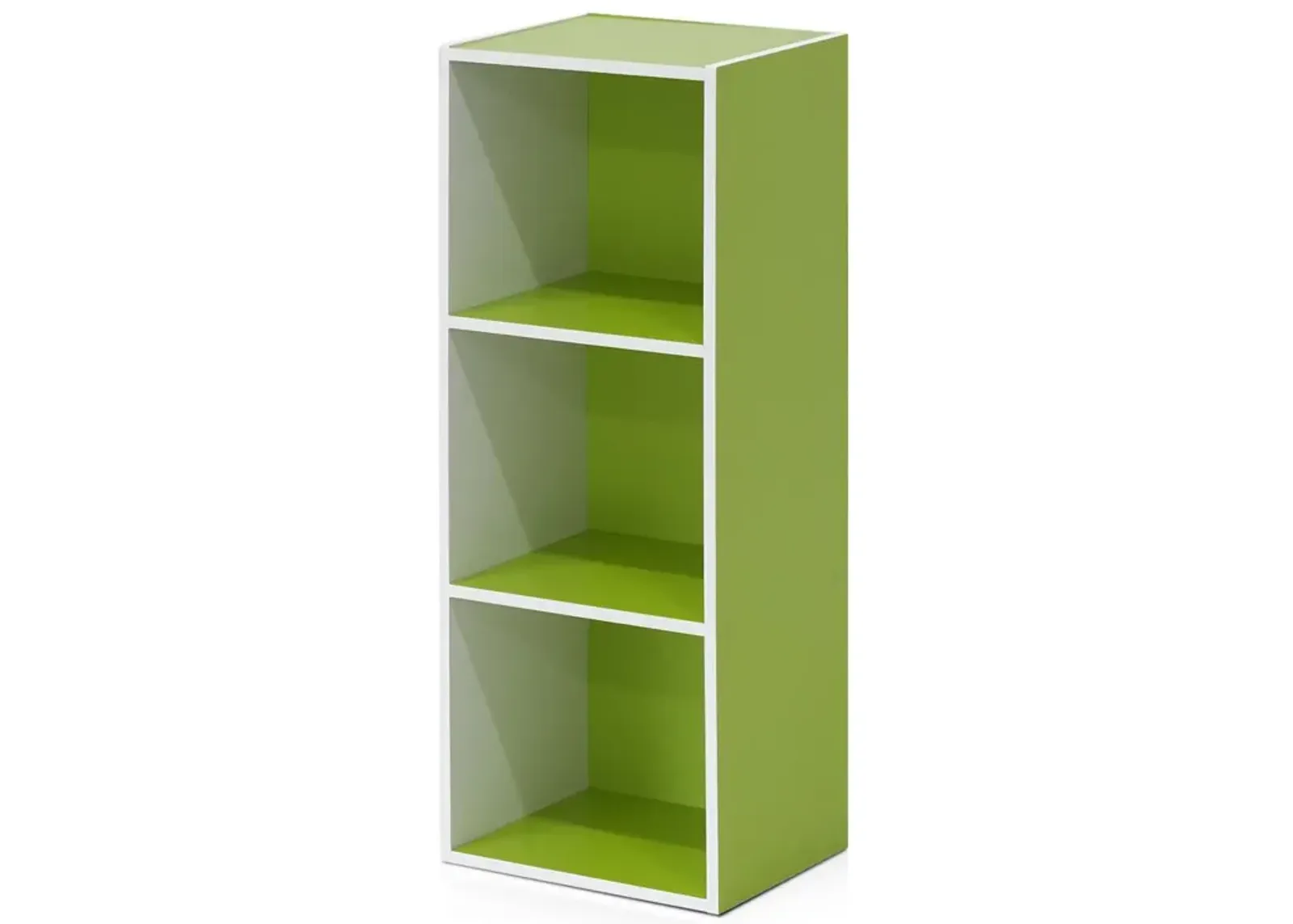 Furinno Luder 3-Tier Open Shelf Bookcase, White/Green